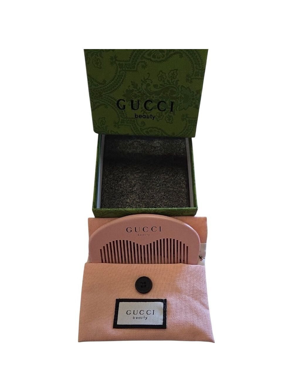 Gucci Beauty Pink Hair Comb with Green Box & Pouch One Size